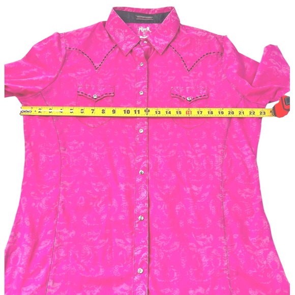 Wrangler Rock 47 Women's Western Cowgirl Shirt Bright Pink Button Down‎ Rodeo XL - Picture 5 of 8